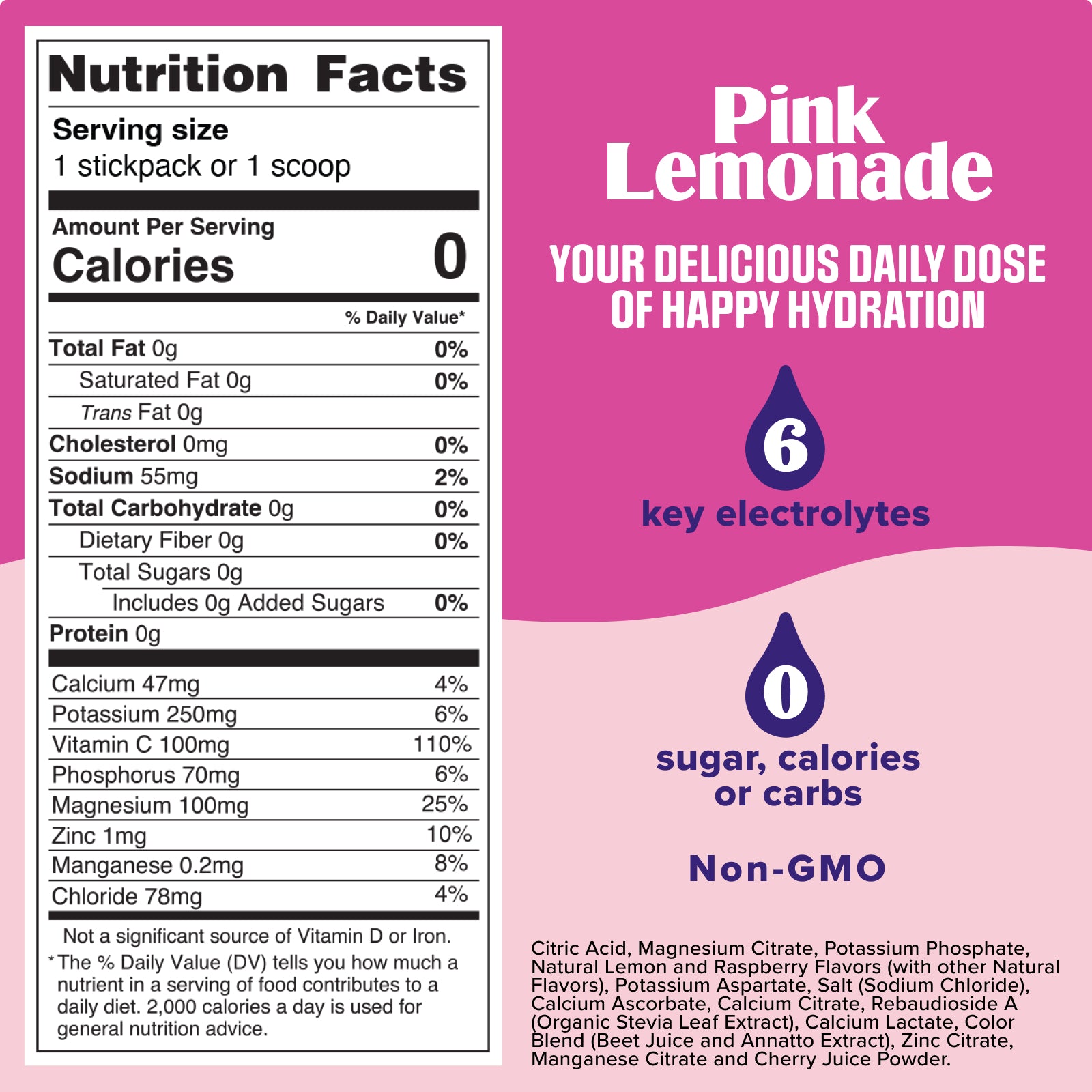 Pink Lemonade electrolyte drink mix